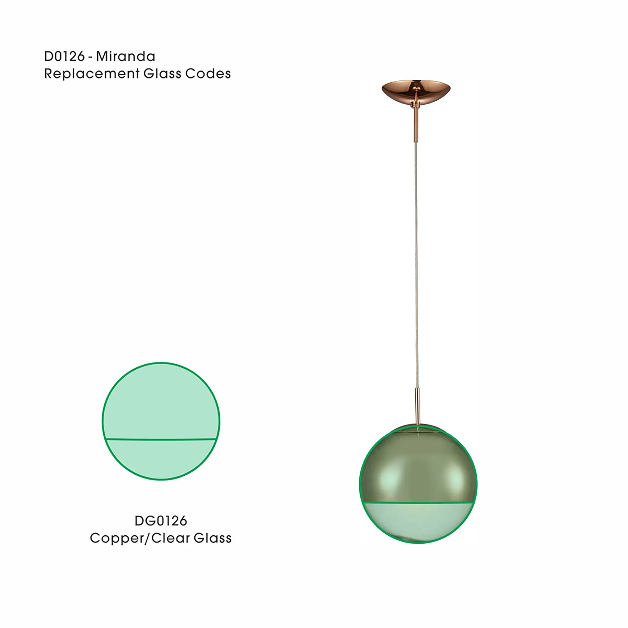 DG0126  Miranda 25cm Copper/Clear Replacement Glass For D0126